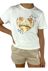 Paper Flowers- Football Metallic Heart T-Shirt