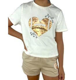 Paper Flowers- Football Metallic Heart T-Shirt