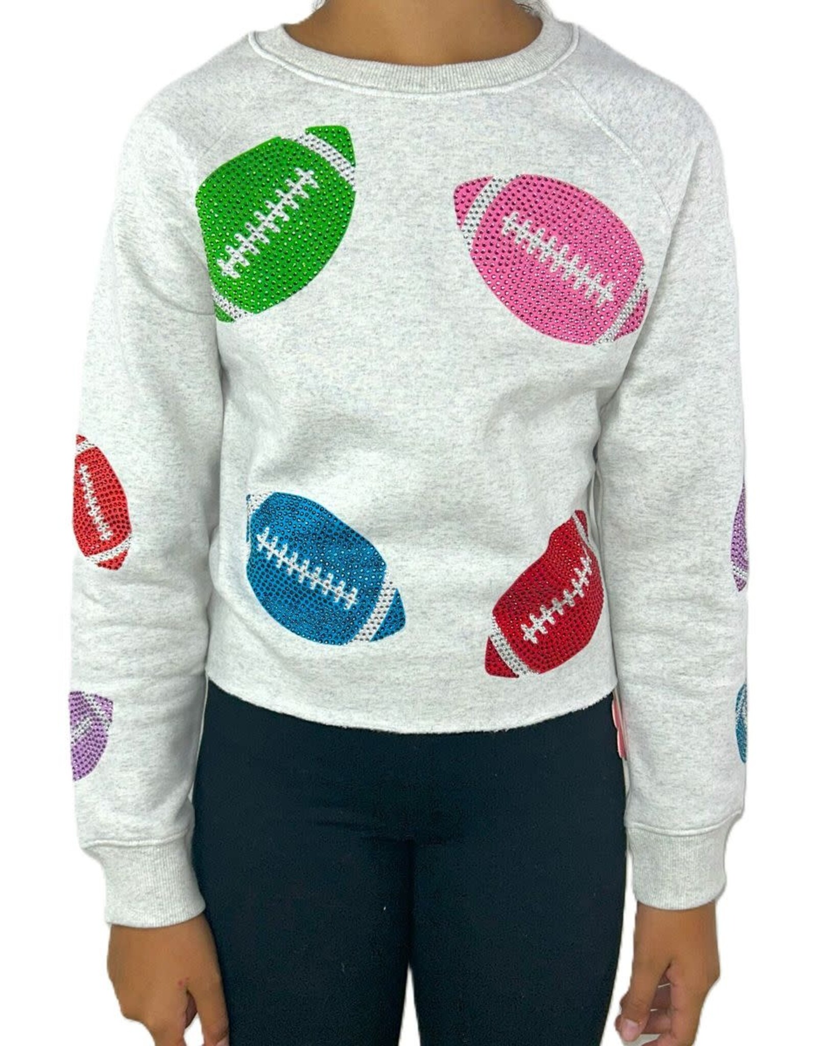 Paper Flowers- Rhinestone Footballs Sweatshirt