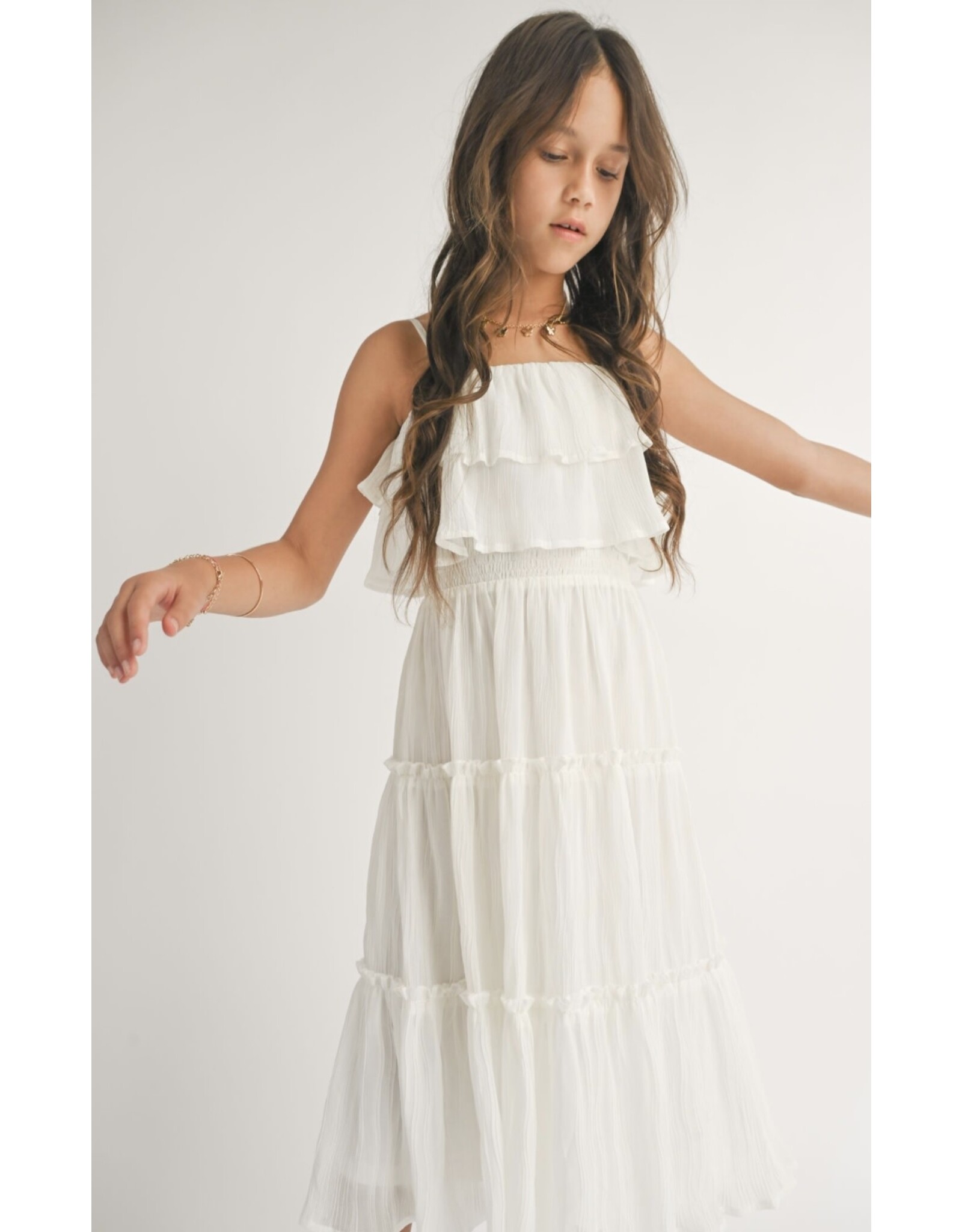 Sadie & Sage Sadie & Sage- Main Squeeze White Ruffle Tier Dress