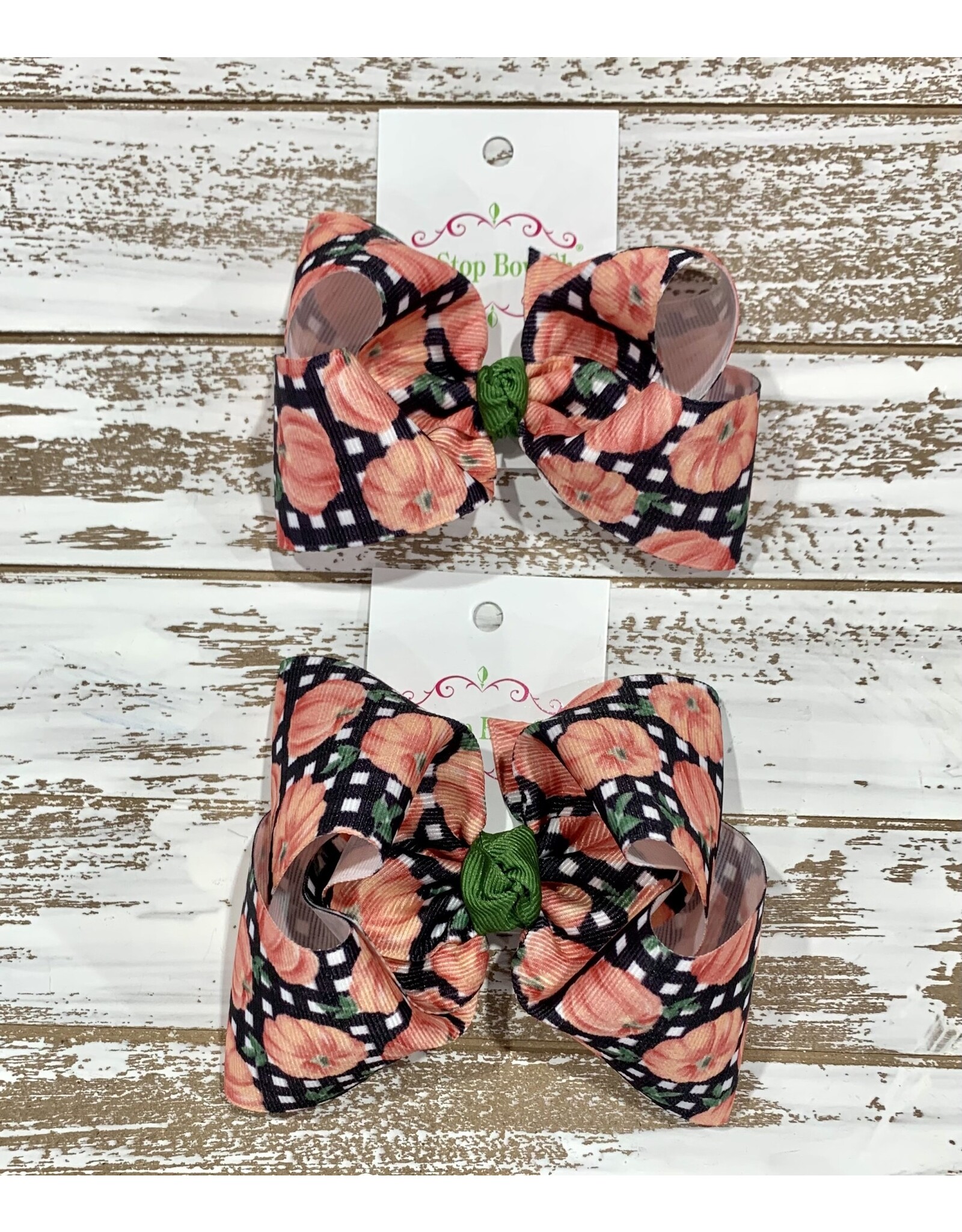 One Stop Bow Shop One Stop- Pumpkin Plaid Knot Bow