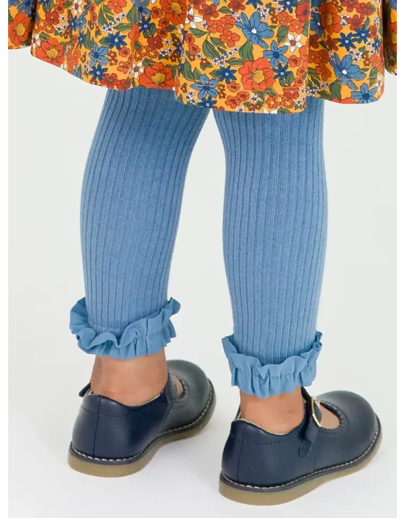 Ruffle Butts Ruffle Butts - Countryside Blue Rib Footless Ruffle Tights