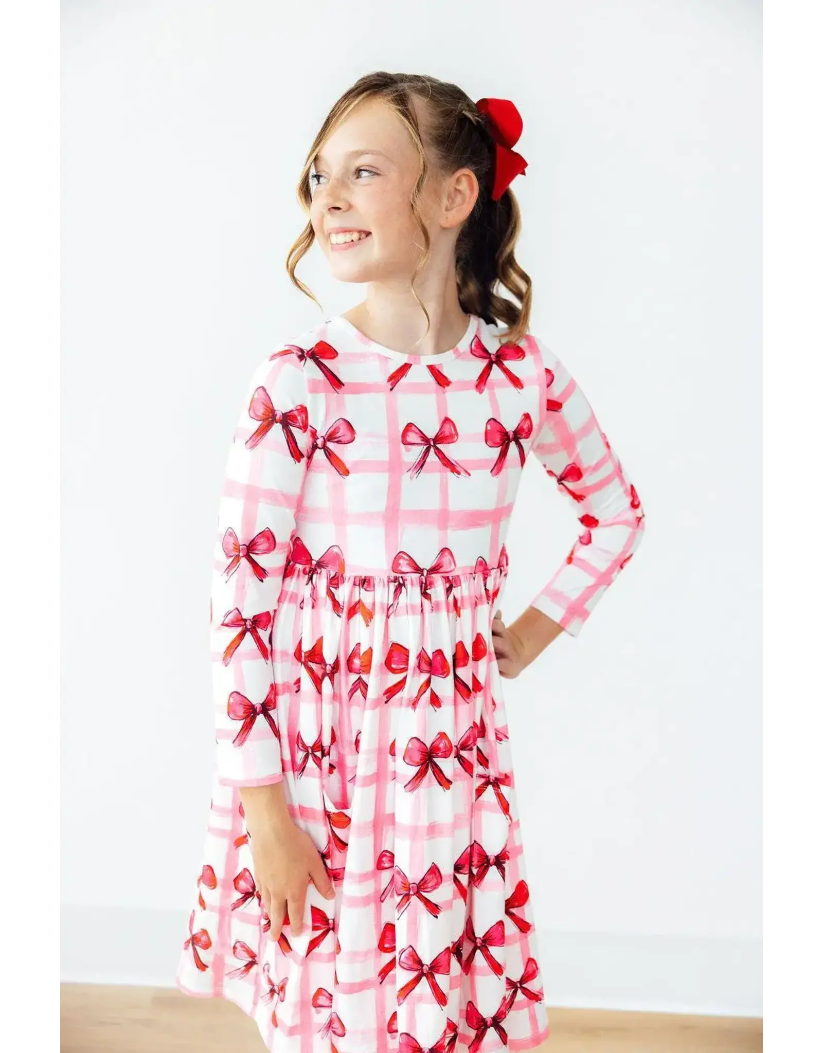 Mila & Rose Mila & Rose- Bow La La L/S Pocket Twirl Dress
