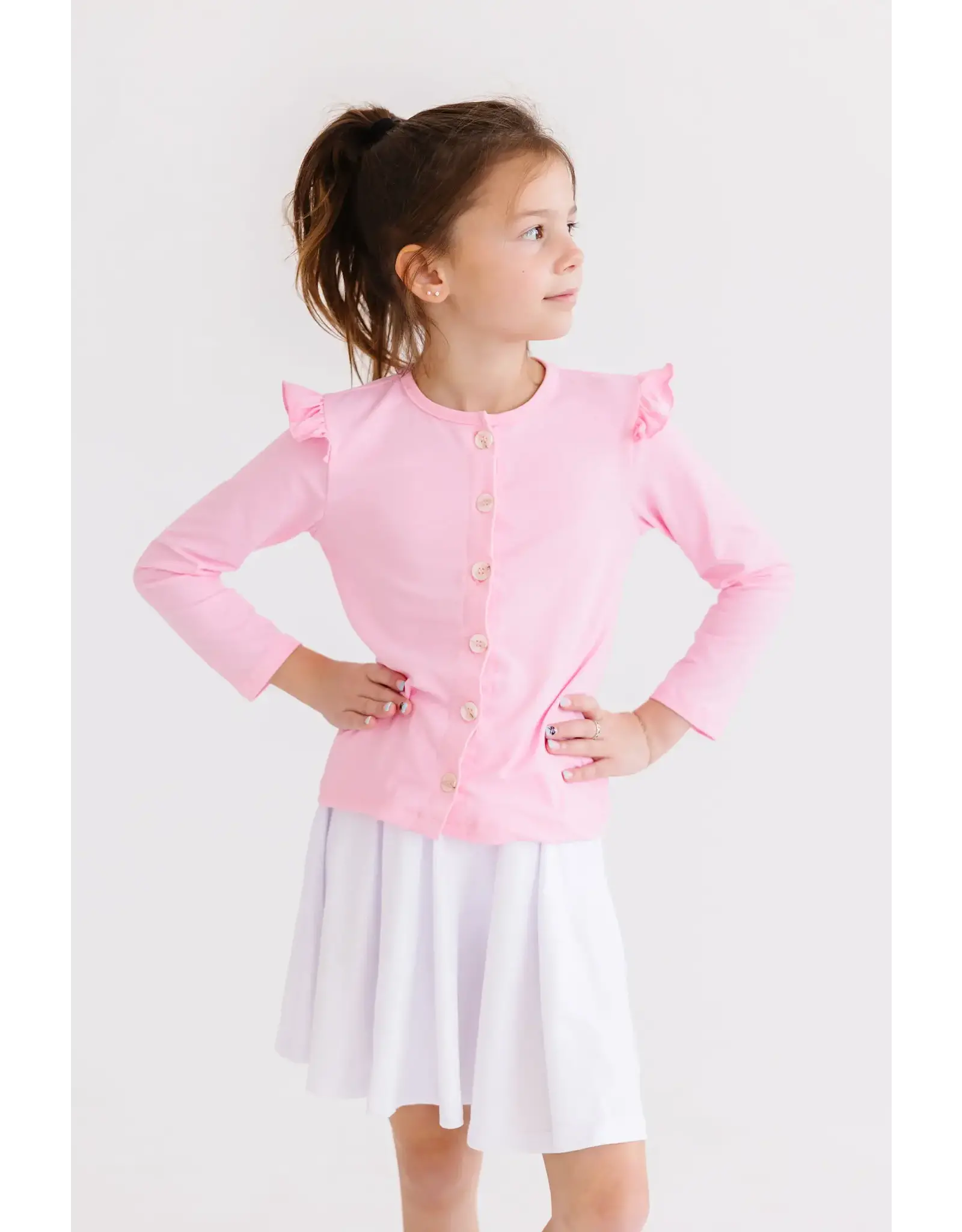 Mila & Rose Mila & Rose- Bubblegum Pink Ruffle Cardigan