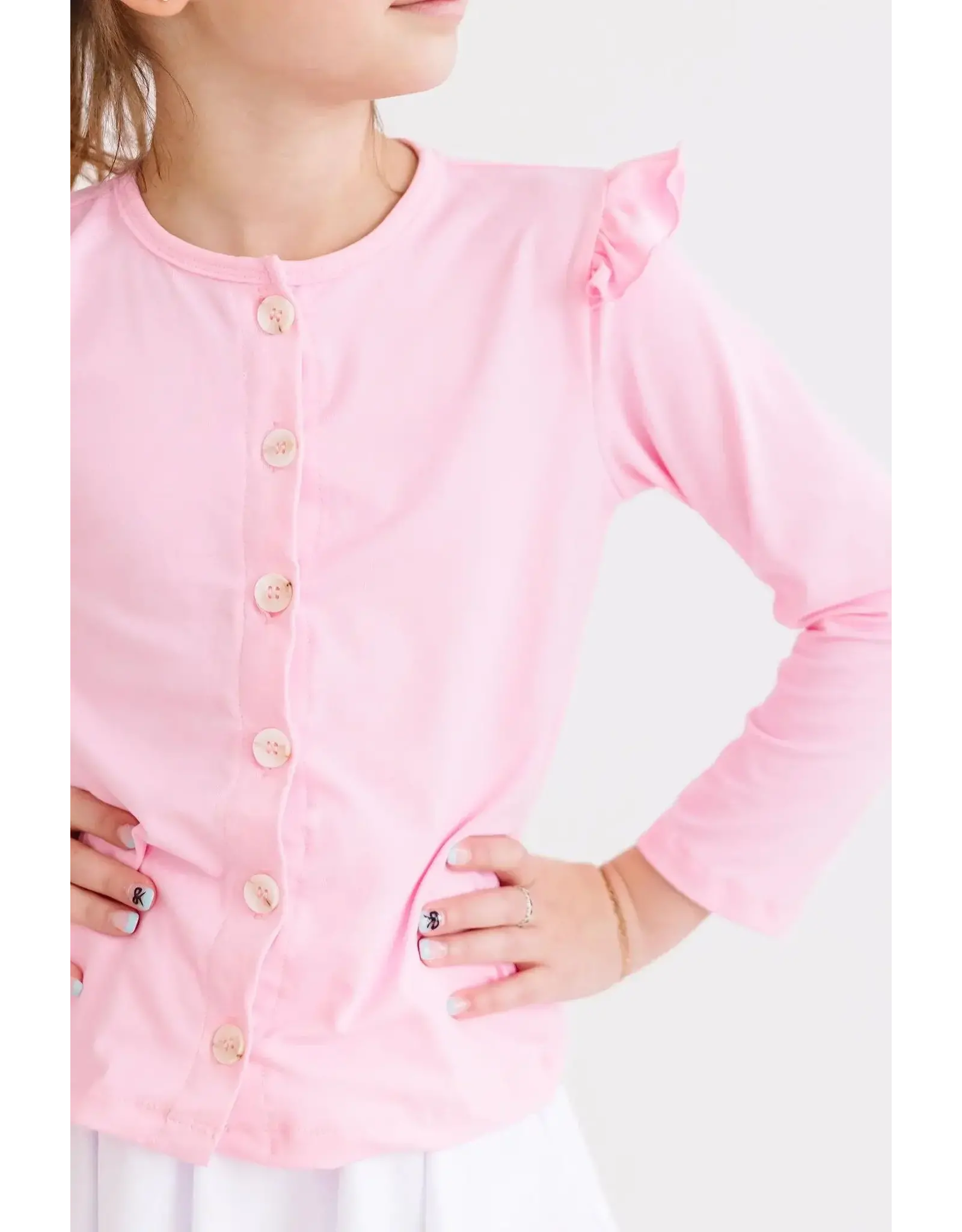 Mila & Rose Mila & Rose- Bubblegum Pink Ruffle Cardigan