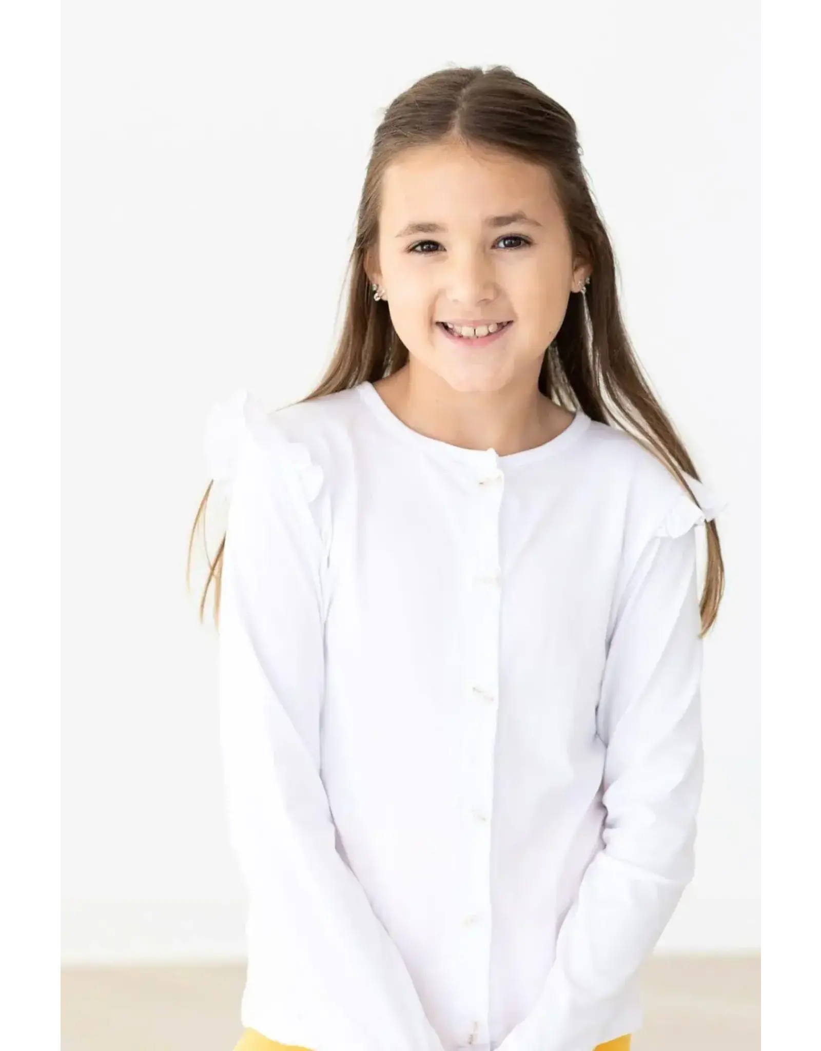 Mila & Rose Mila & Rose- White Ruffle Cardigan