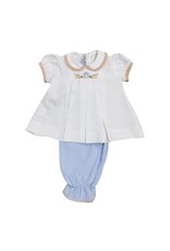 Sweet Dreams- White/Blue Gingham Emb Pumpkins Pant Set