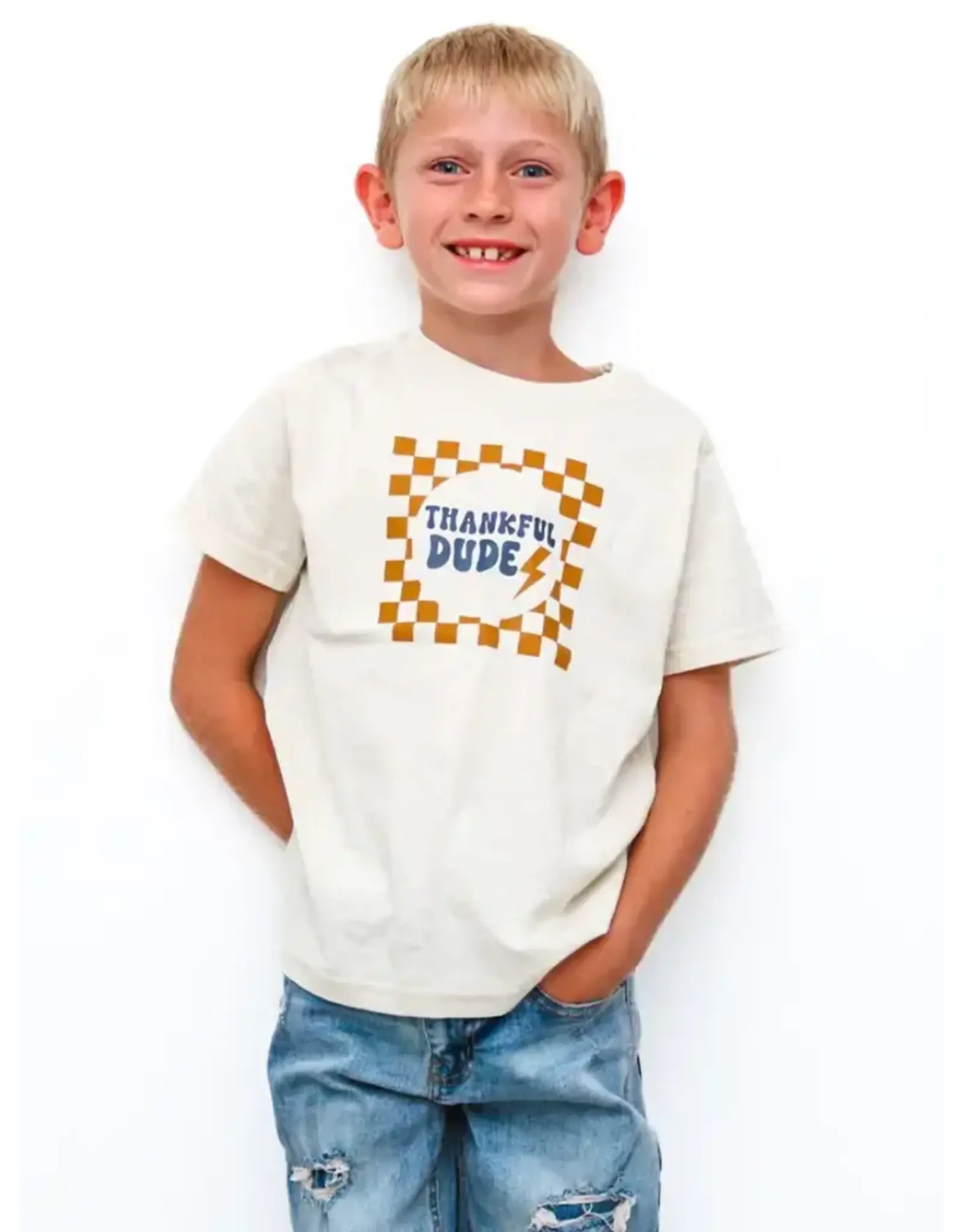 Sweet Wink Sweet Wink- Thankful Dude Checker Thanksgiving  Natural TShirt