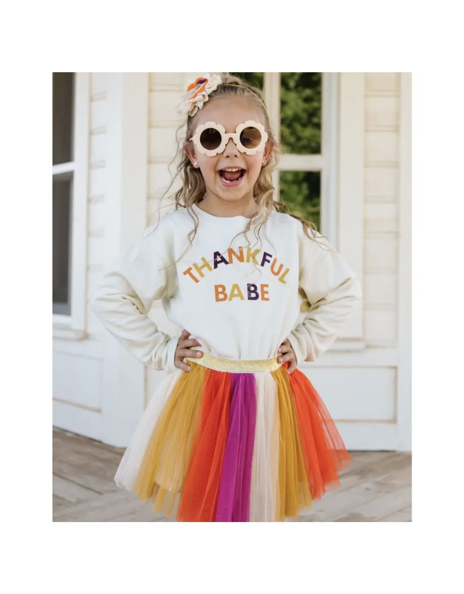 Sweet Wink- Thankful Babe Natural Sweatshirt