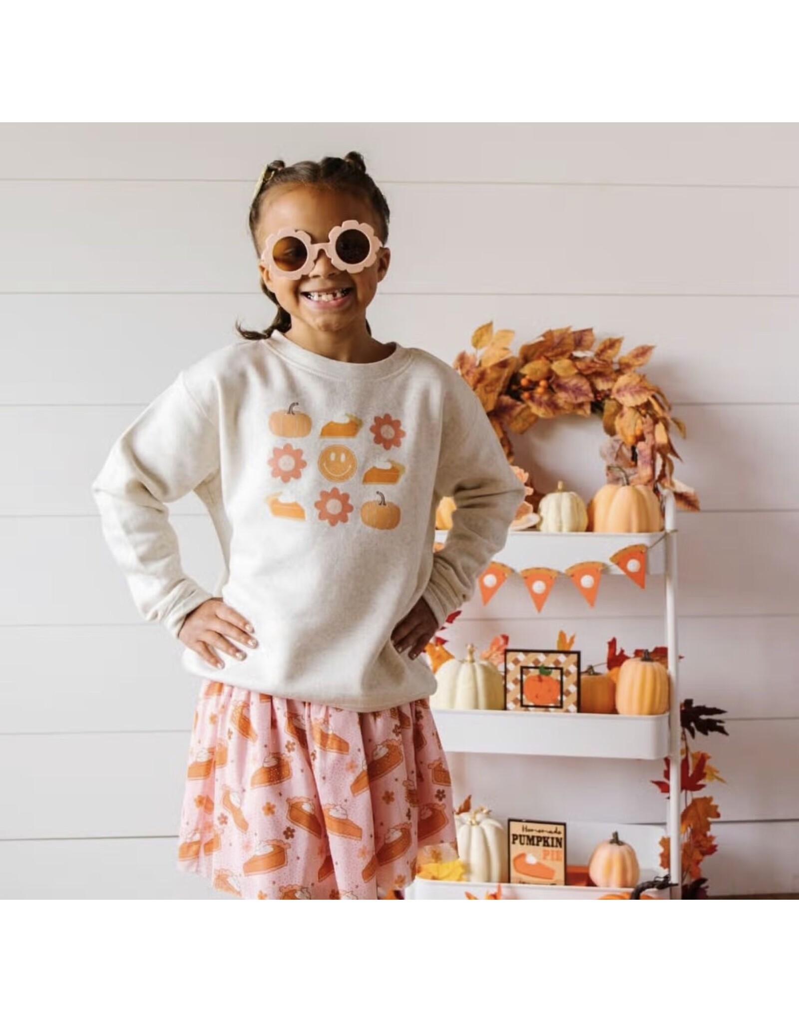 Sweet Wink- Pumpkin Pie Smiley Thanksgiving Sweatshirt