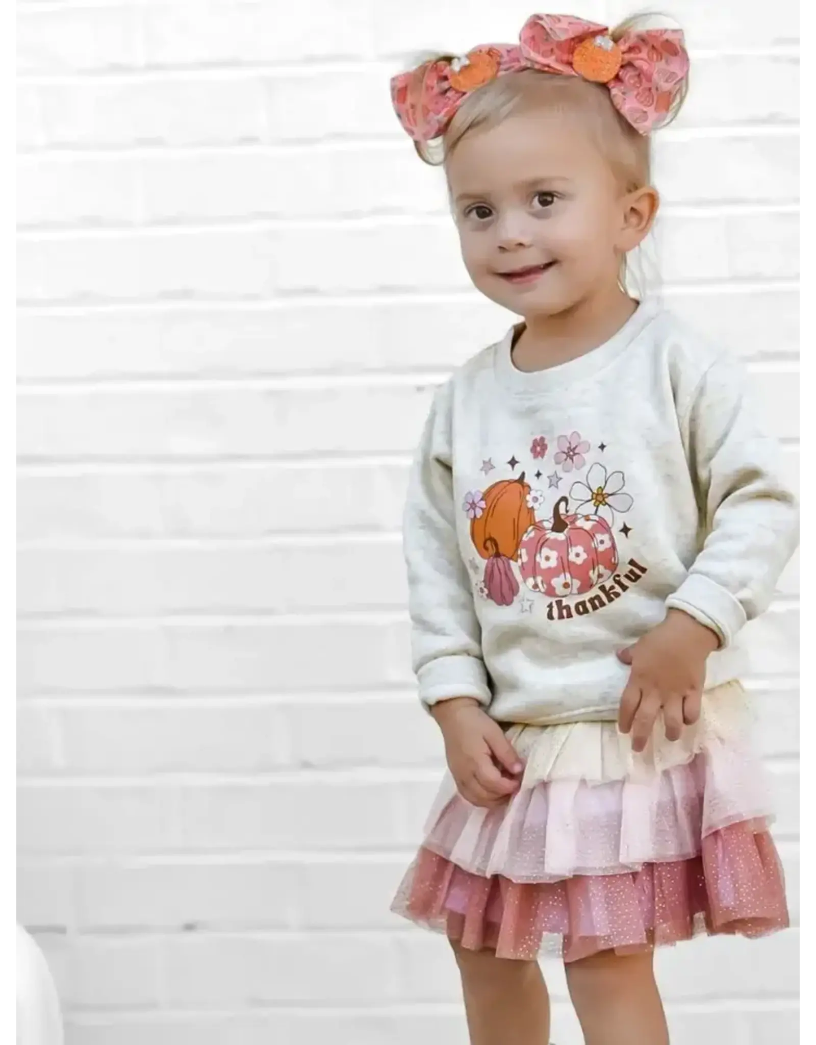 Sweet Wink- Thankful Pumpkin Daisy Natural Sweatshirt