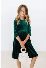 Mila & Rose Mila & Rose- Hunter Green Velvet Twirl Dress