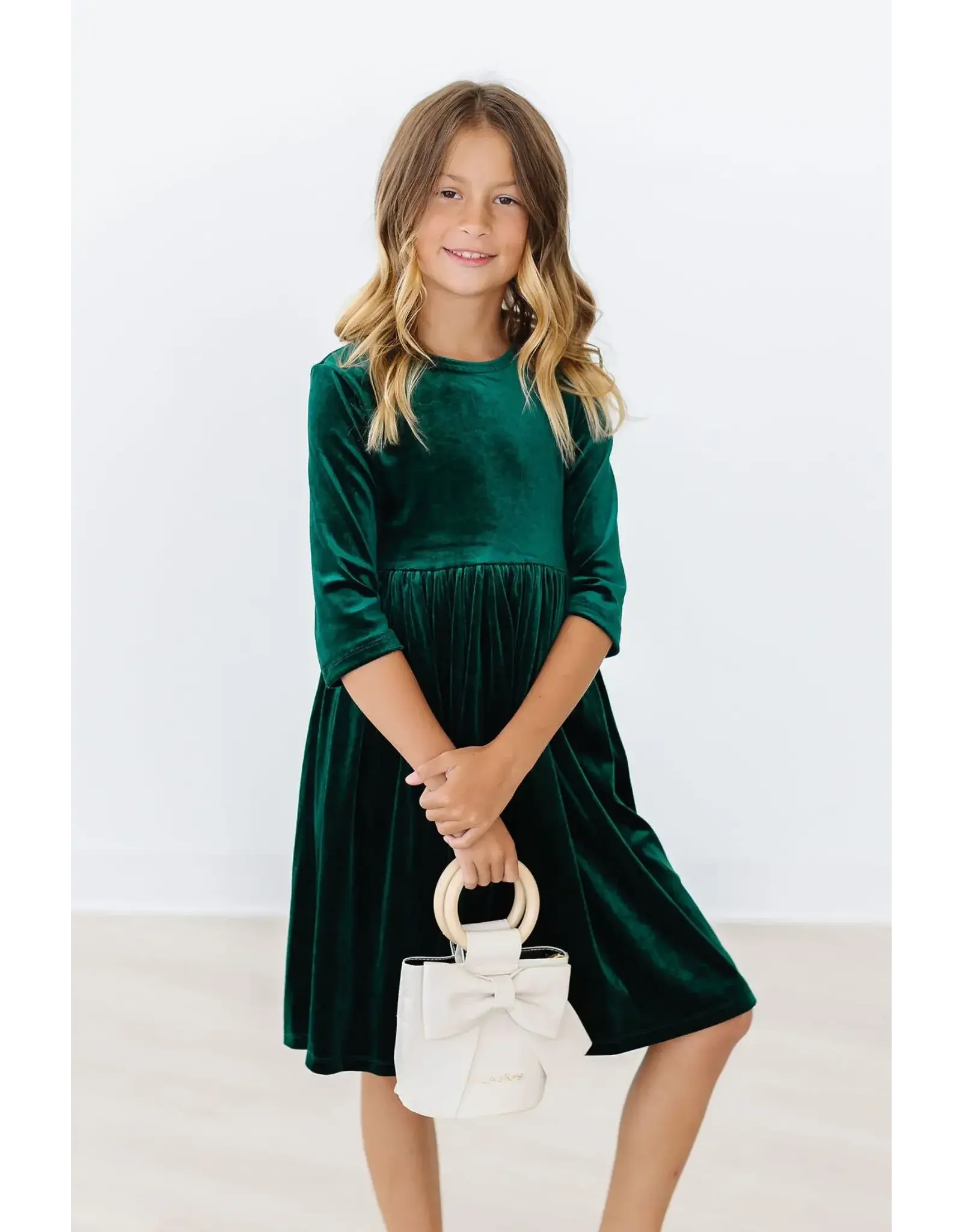 Mila & Rose Mila & Rose- Hunter Green Velvet Twirl Dress
