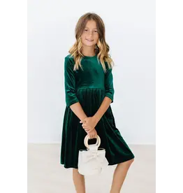 Mila & Rose Mila & Rose- Hunter Green Velvet Twirl Dress