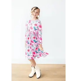 Mila & Rose Mila & Rose- Christmas Cowgirl L/S Pocket Twirl Dress