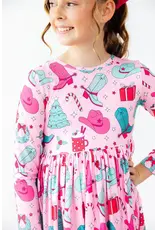 Mila & Rose Mila & Rose- Christmas Cowgirl L/S Pocket Twirl Dress