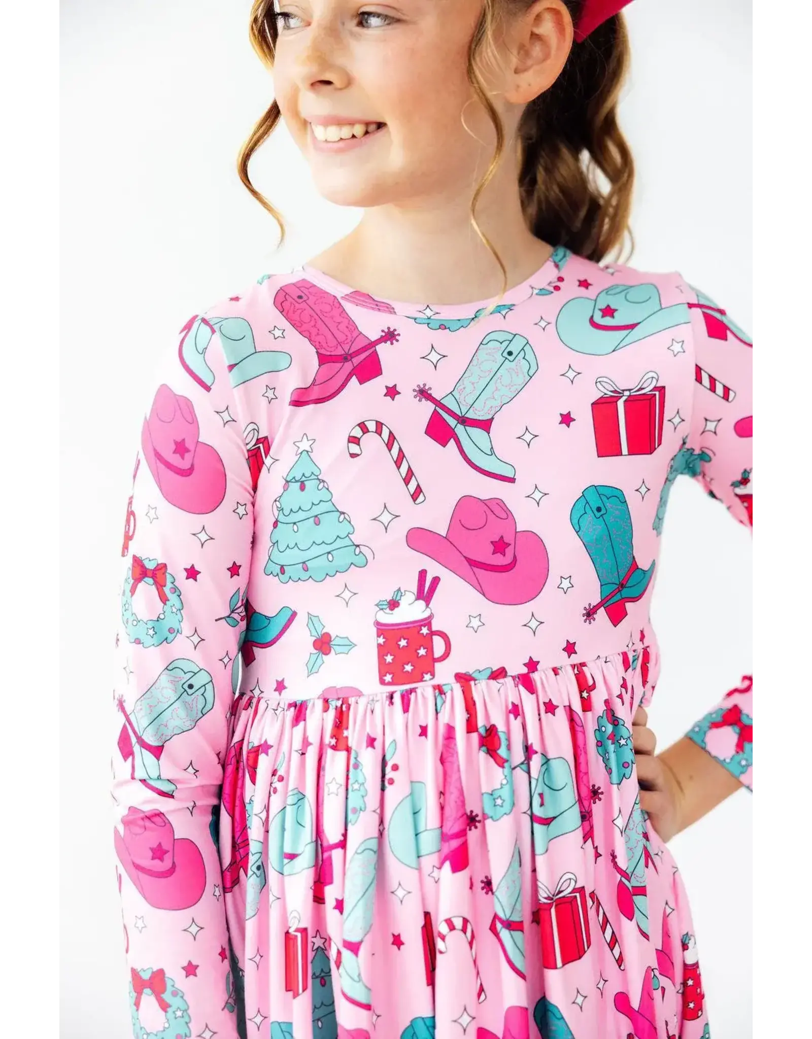 Mila & Rose Mila & Rose- Christmas Cowgirl L/S Pocket Twirl Dress