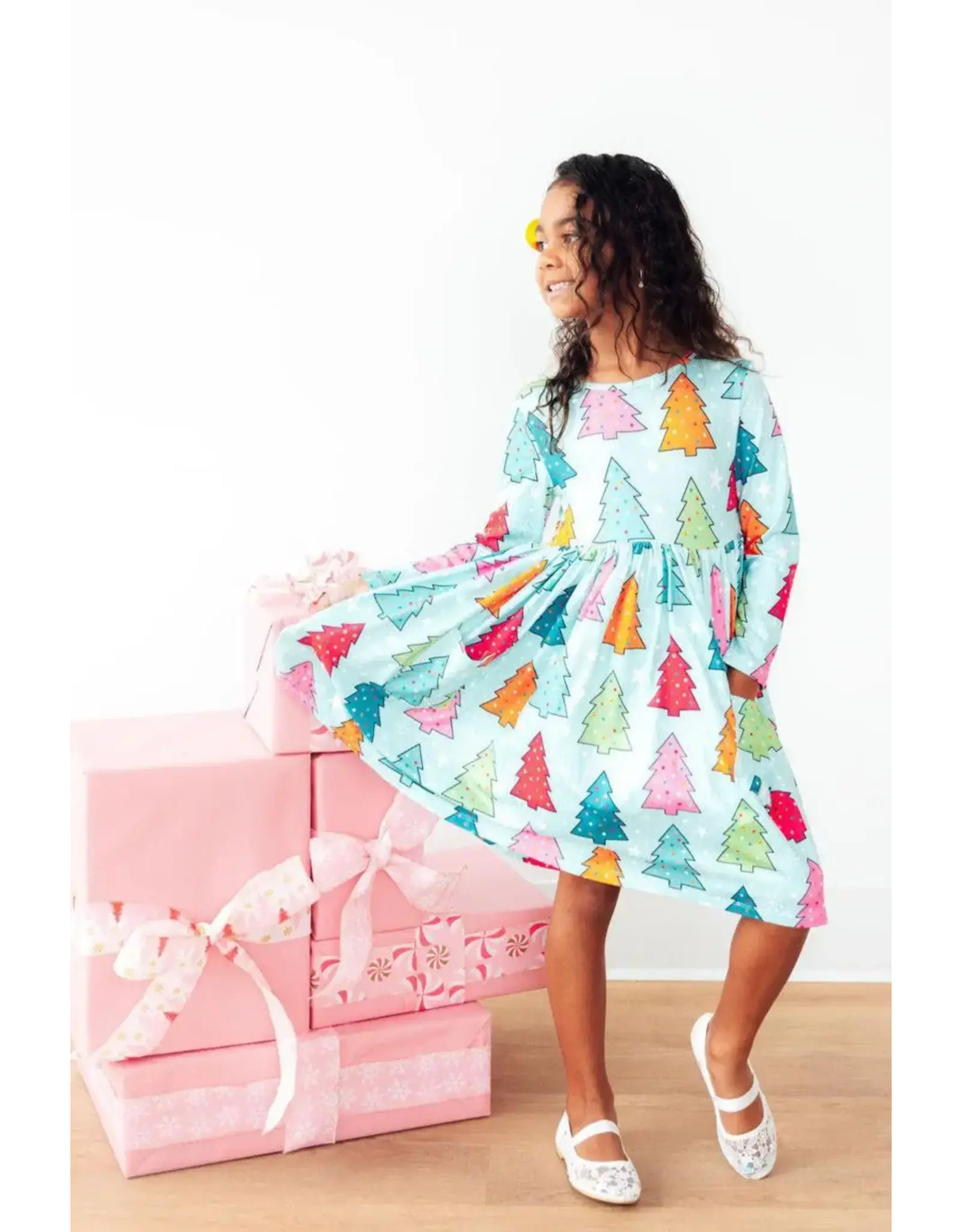 Mila & Rose Mila & Rose- Oh Christmas Tree L/S Pocket Twirl Dress