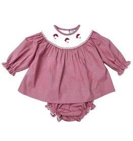 Three Sisters Three Sisters- Santa Smocked Bloomer Set
