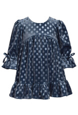 Bonnie  Jean Bonnie Jean- Blue Velvet Ruffle Cuff Dress