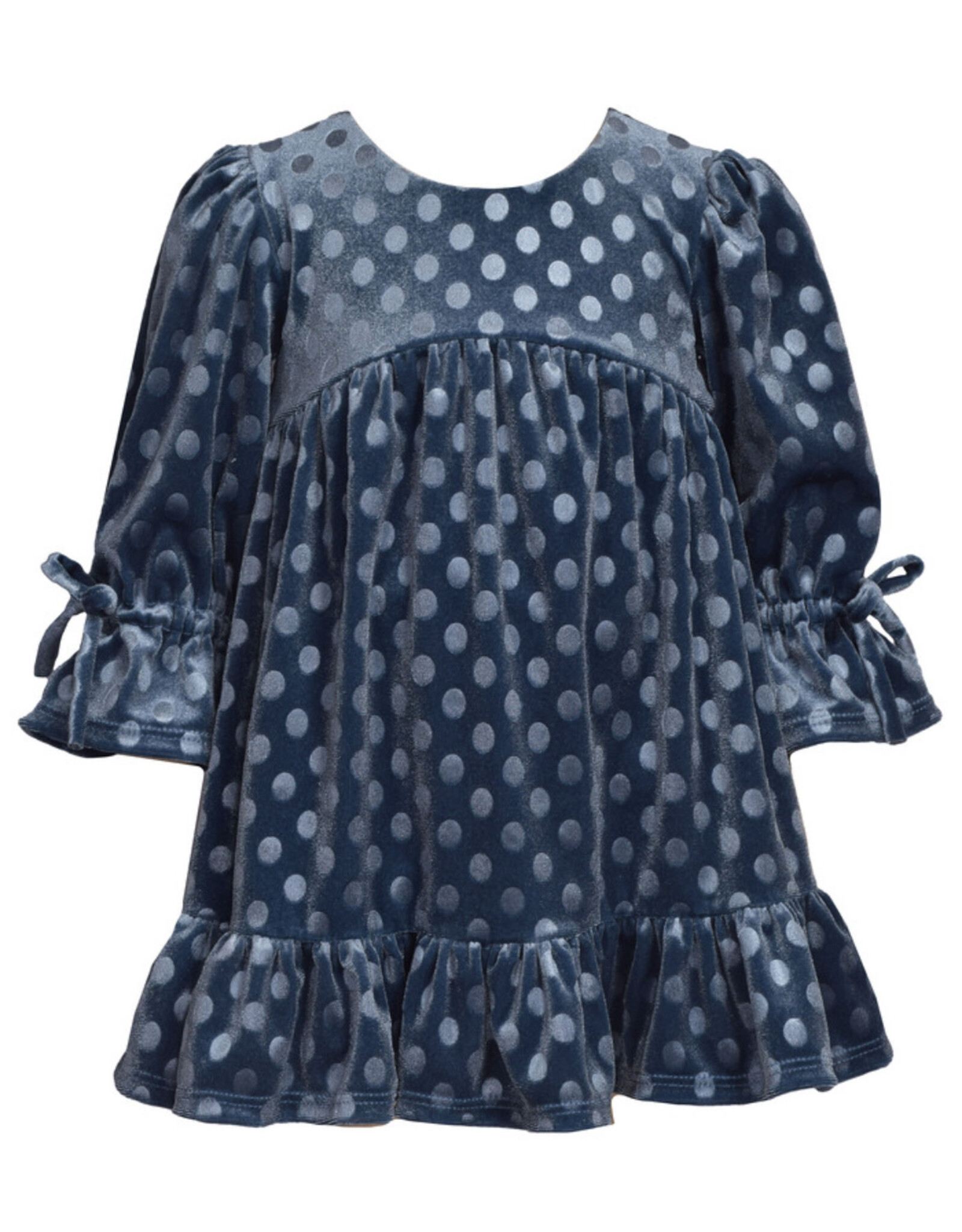 Bonnie  Jean Bonnie Jean- Blue Velvet Ruffle Cuff Dress
