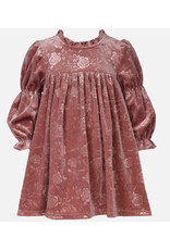 Bonnie  Jean Bonnie Jean- Rosy Velvet Floral Dress