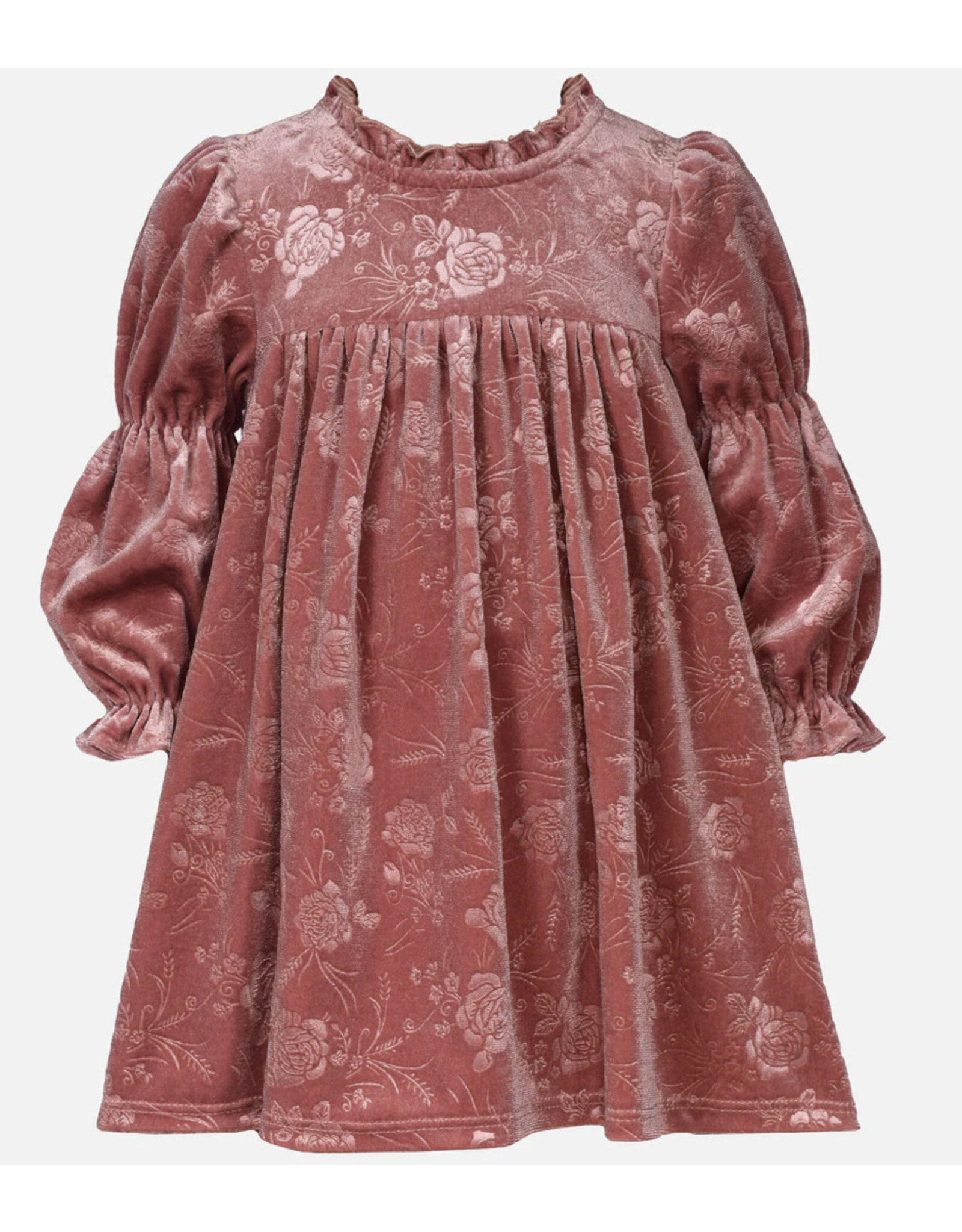 Bonnie  Jean Bonnie Jean- Rosy Velvet Floral Dress