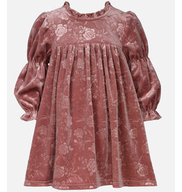 Bonnie  Jean Bonnie Jean- Rosy Velvet Floral Dress