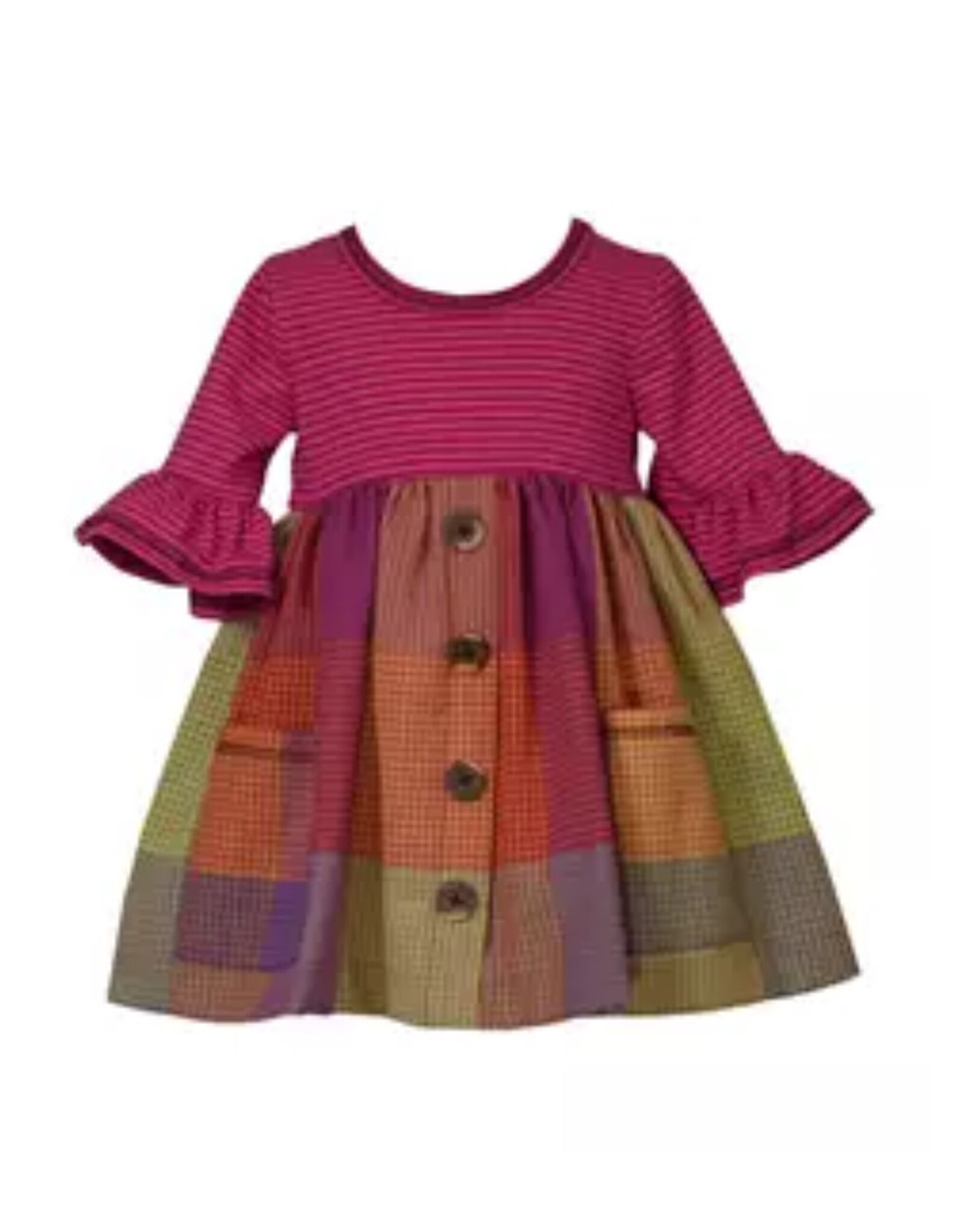Bonnie  Jean Bonnie Jean- Multi Plaid Pocket Dress