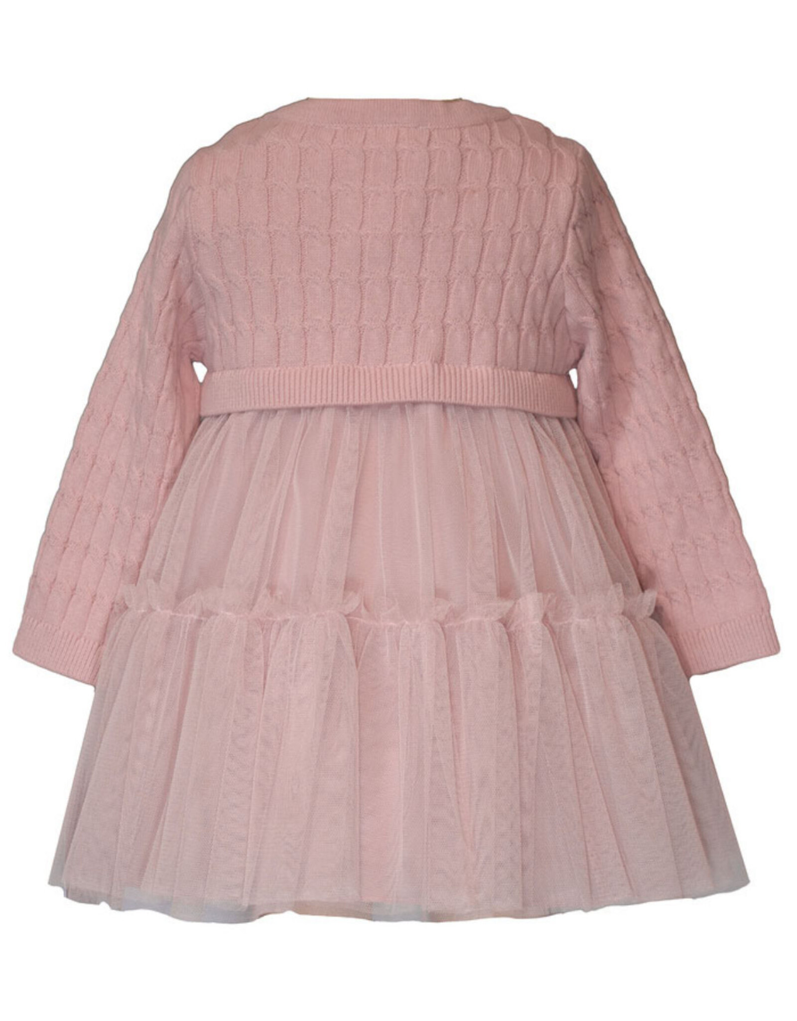 Bonnie  Jean Bonnie Jean- Pink Cable Crossover Dress