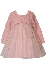 Bonnie  Jean Bonnie Jean- Pink Cable Crossover Dress