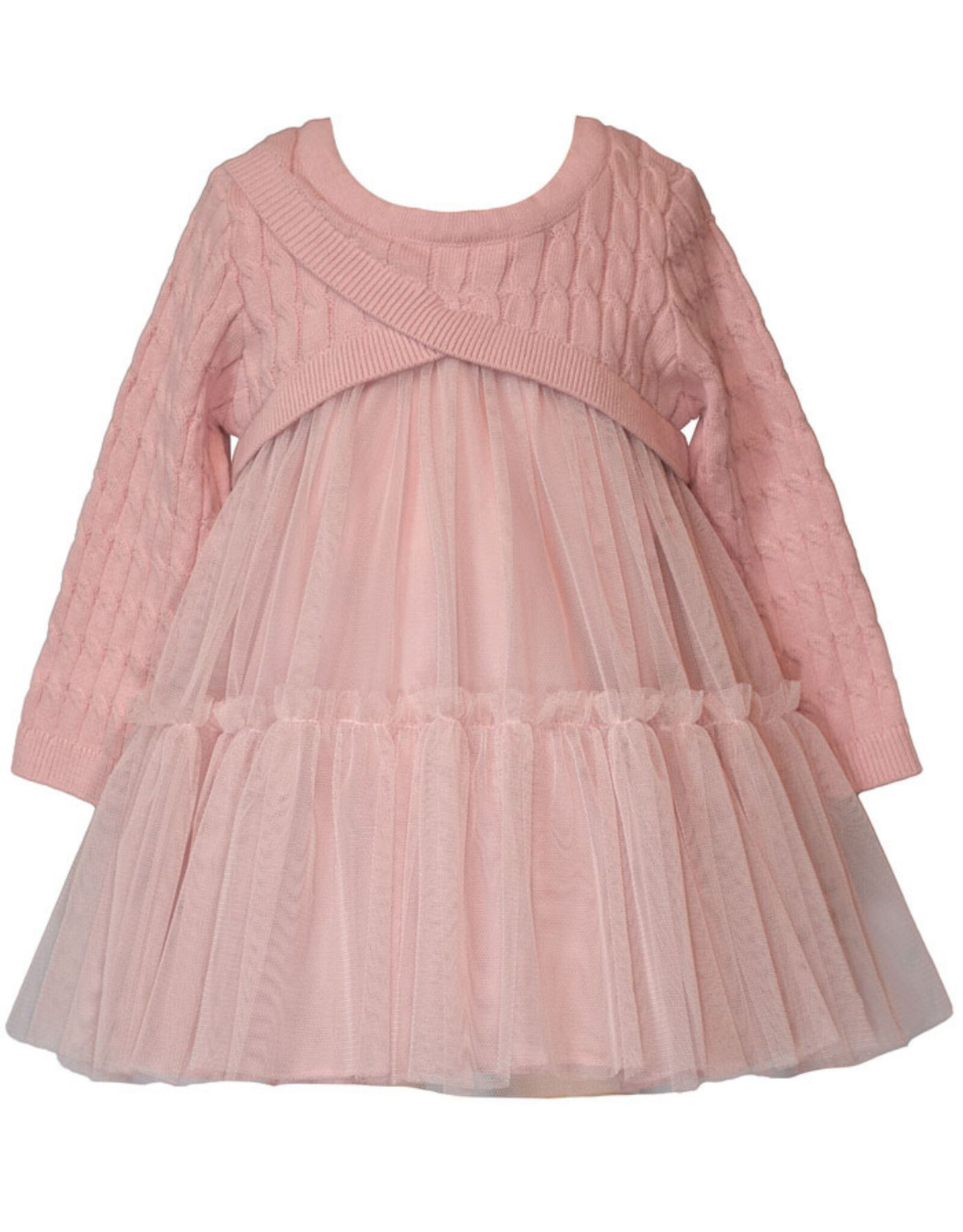 Bonnie  Jean Bonnie Jean- Pink Cable Crossover Dress