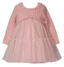Bonnie  Jean Bonnie Jean- Pink Cable Crossover Dress