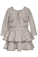 Bonnie  Jean Bonnie Jean- Taupe Tiered Jacket Set