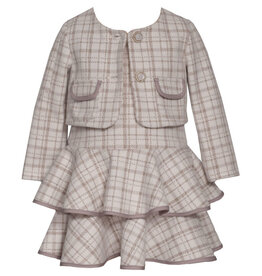 Bonnie  Jean Bonnie Jean- Taupe Tiered Jacket Set