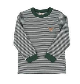 Cypress Row Cypress Row- Green Stripe Reindeer Crew Cuff L/S Tee