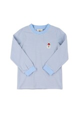 Cypress Row Cypress Row- Light Blue Stripe Santa Crew Cuff L/S Tee