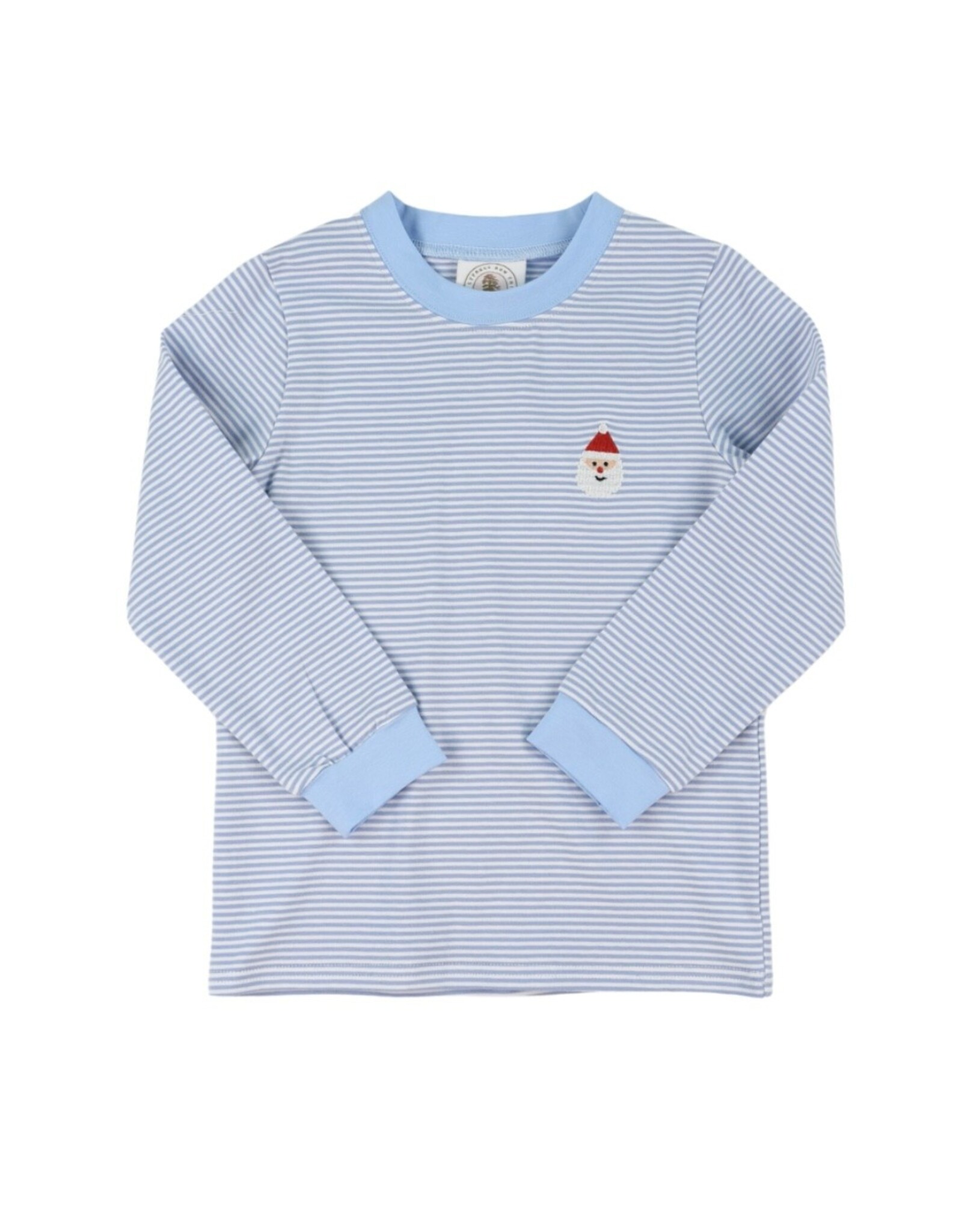 Cypress Row Cypress Row- Light Blue Stripe Santa Crew Cuff L/S Tee