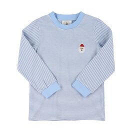 Cypress Row Cypress Row- Light Blue Stripe Santa Crew Cuff L/S Tee