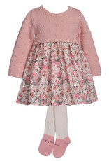Bonnie  Jean Bonnie Jean- Rose Floral Dress w/ Tights