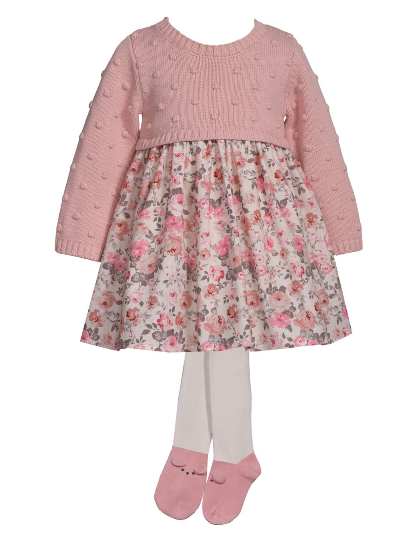 Bonnie  Jean Bonnie Jean- Rose Floral Dress w/ Tights