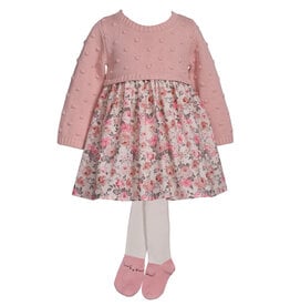 Bonnie  Jean Bonnie Jean- Rose Floral Dress w/ Tights