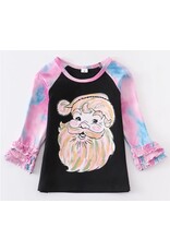 Santa Tie Dye Ruffle Raglan
