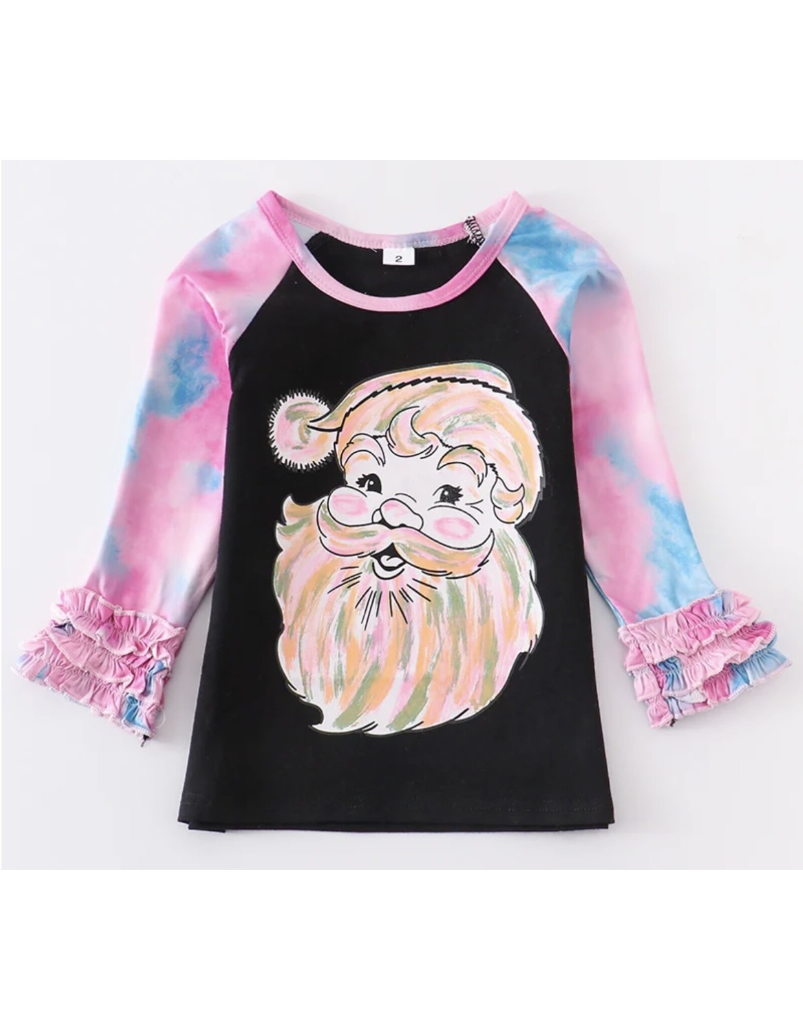 Santa Tie Dye Ruffle Raglan