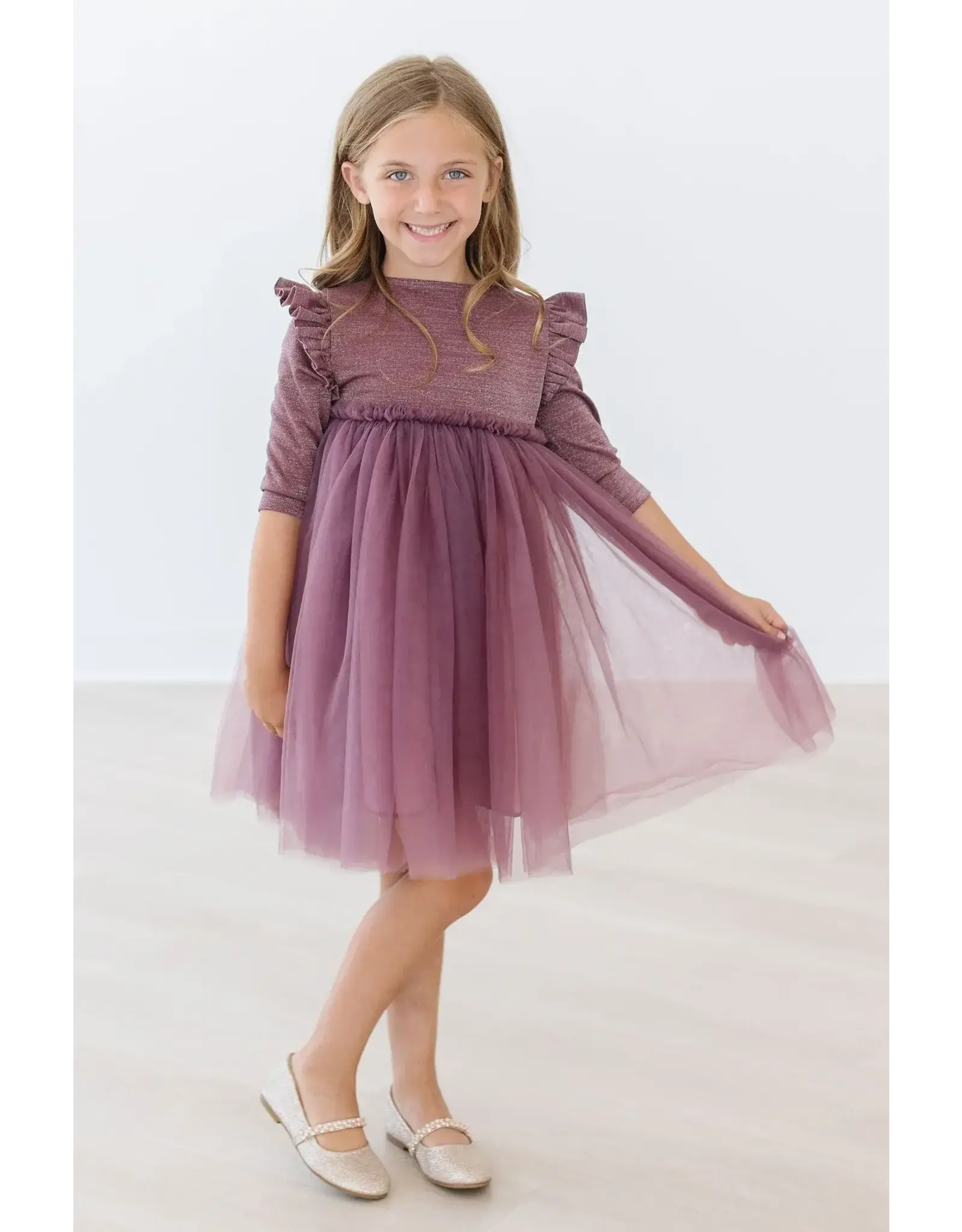 Mila & Rose Mila & Rose- Mauve Shimmer 3/4 Sleeve Tutu Dress