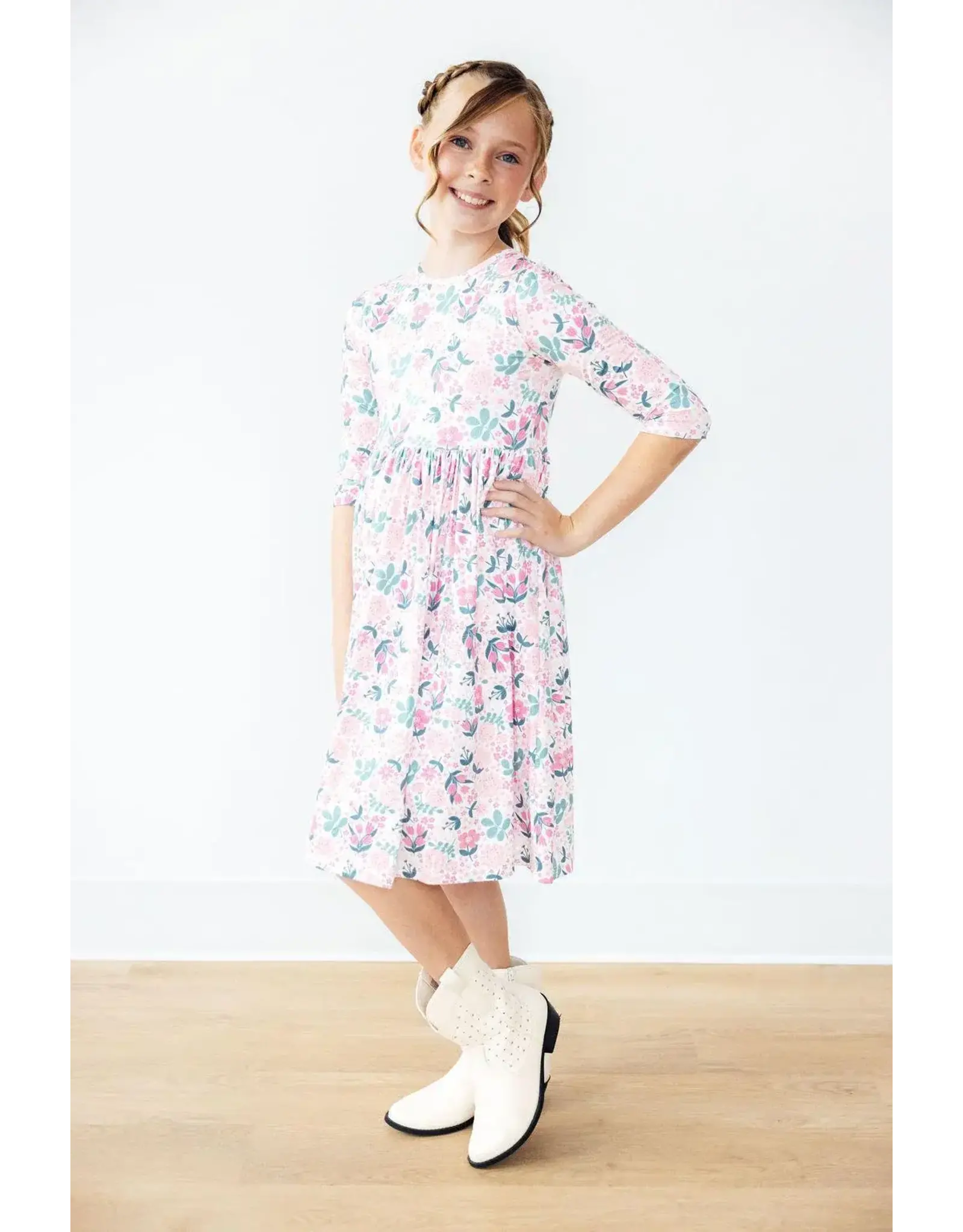 Mila & Rose Mila & Rose- Softly Blooming 3/4 PocketTwirl Dress