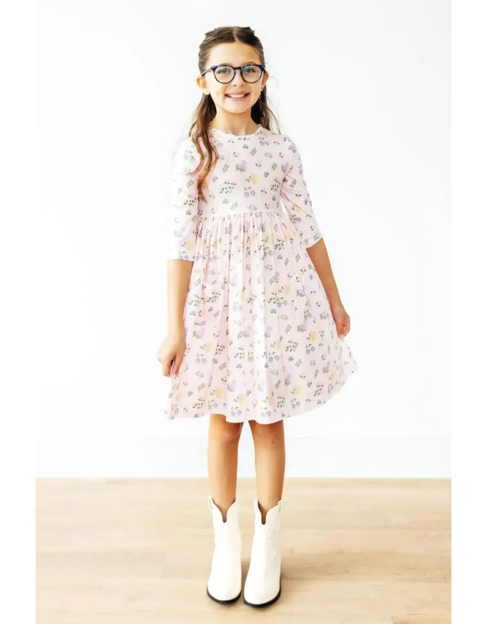 Mila & Rose Mila & Rose- Pastel Petals 3/4 PocketTwirl Dress