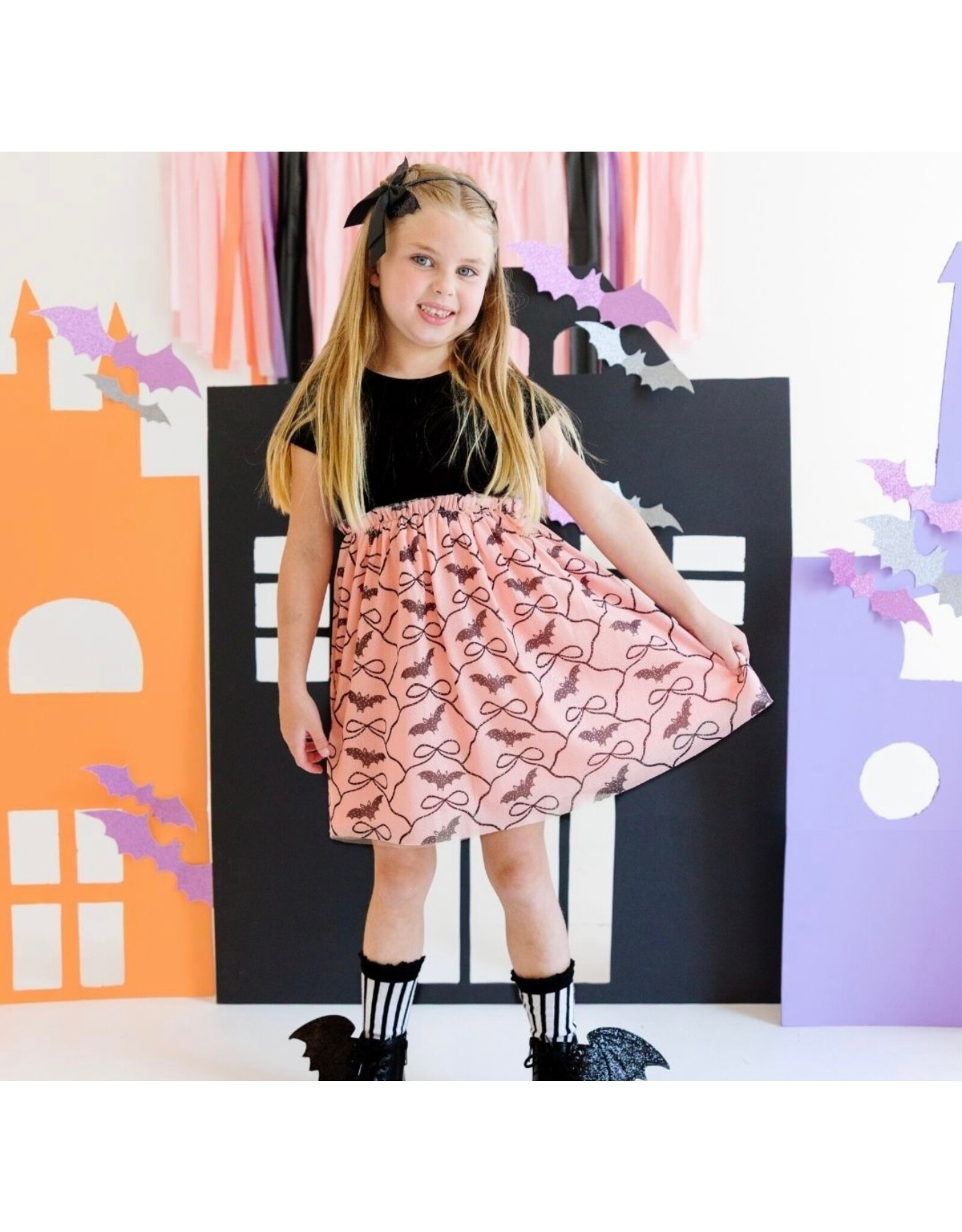 Sweet Wink- Bat Trellis Halloween S/S Tutu Dress