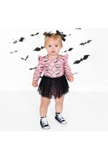 Sweet Wink- Bat Trellis Printed L/S Tutu Bodysuit