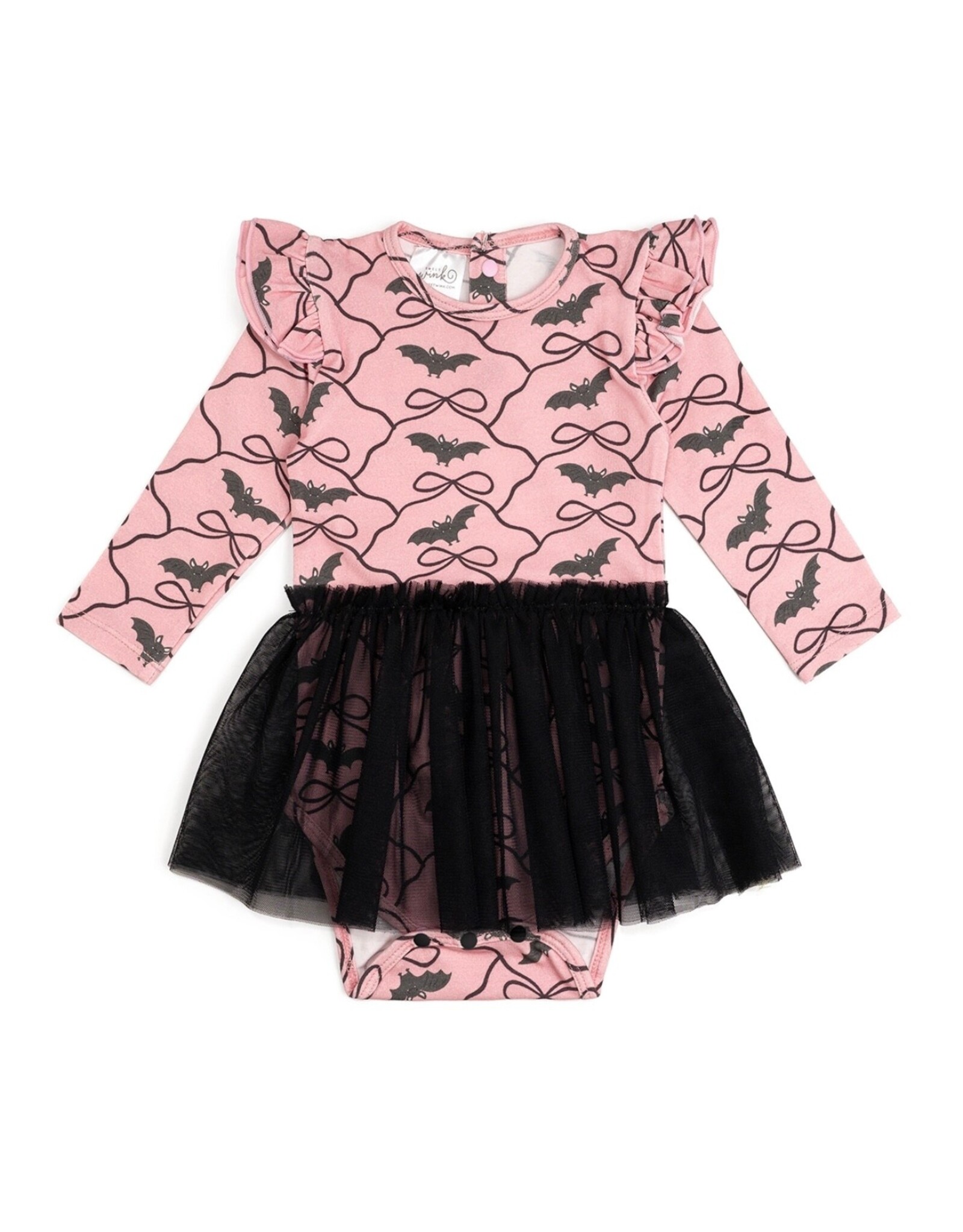 Sweet Wink- Bat Trellis Printed L/S Tutu Bodysuit